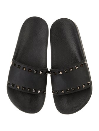 Valentino Rockstud Accents Rubber Slides