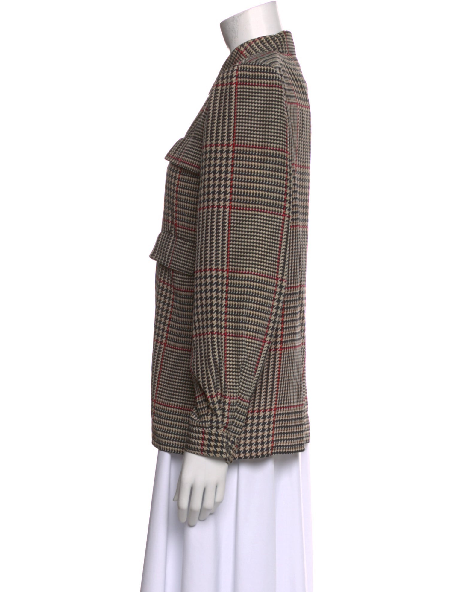 Valentino Silk Plaid Print Button-Up Top