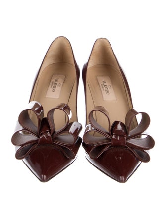 Valentino Patent Leather Bow Accents Pumps