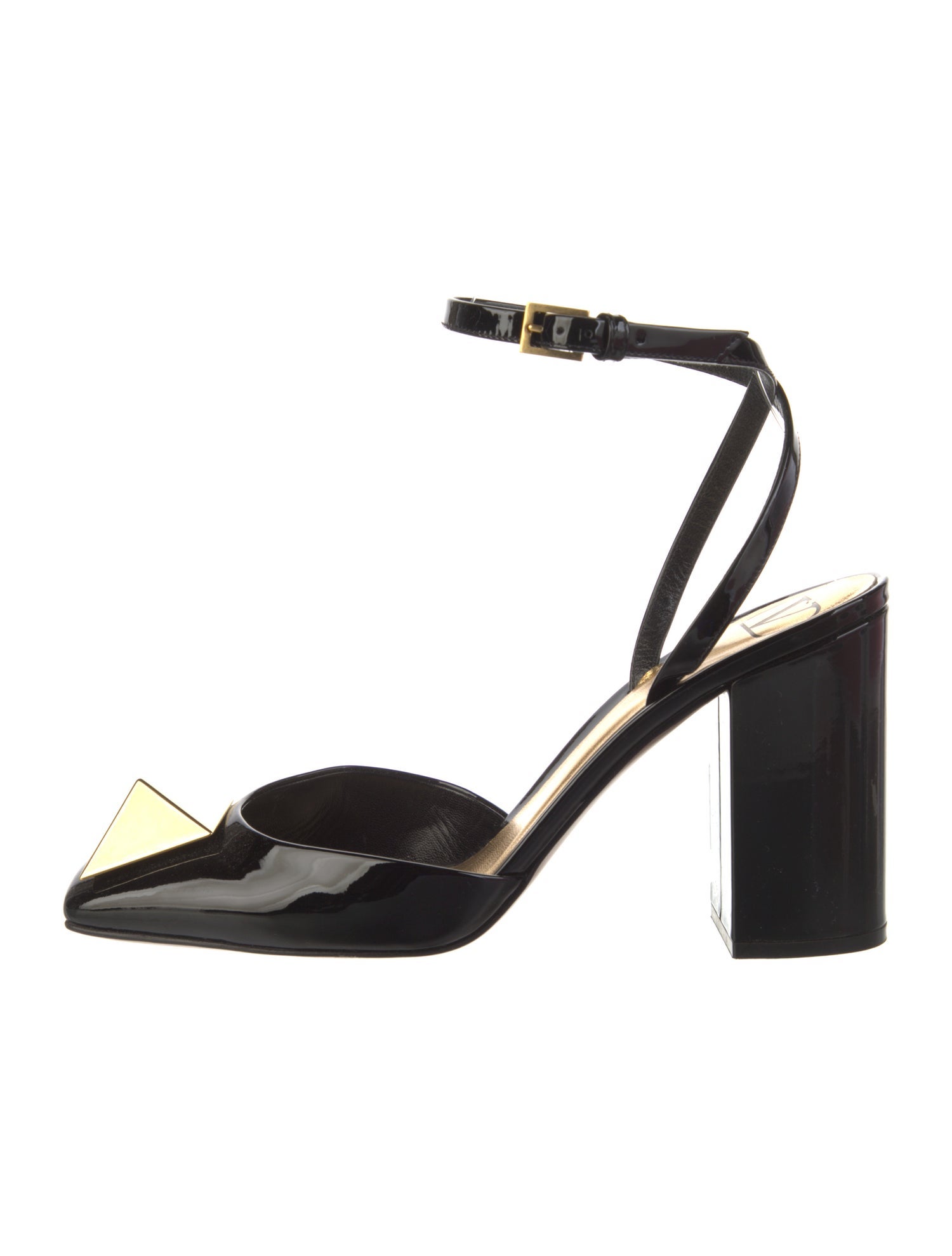 Valentino Rockstud Accents Patent Leather Slingback Pumps