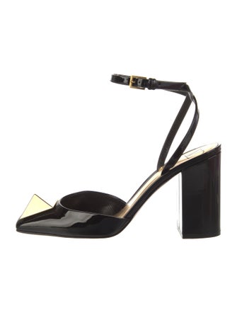 Valentino Rockstud Accents Patent Leather Slingback Pumps