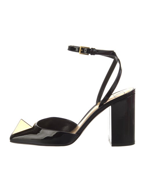Valentino Rockstud Accents Patent Leather Slingback Pumps