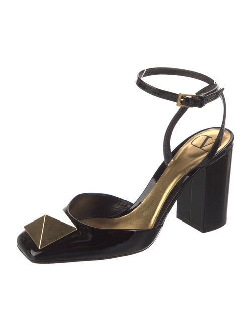 Valentino Rockstud Accents Patent Leather Slingback Pumps