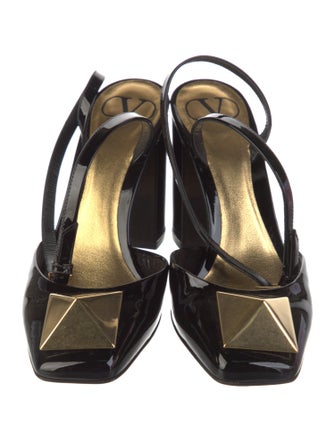 Valentino Rockstud Accents Patent Leather Slingback Pumps