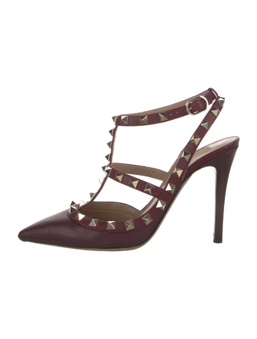 Valentino Rockstud Accents Leather T-Strap Pumps