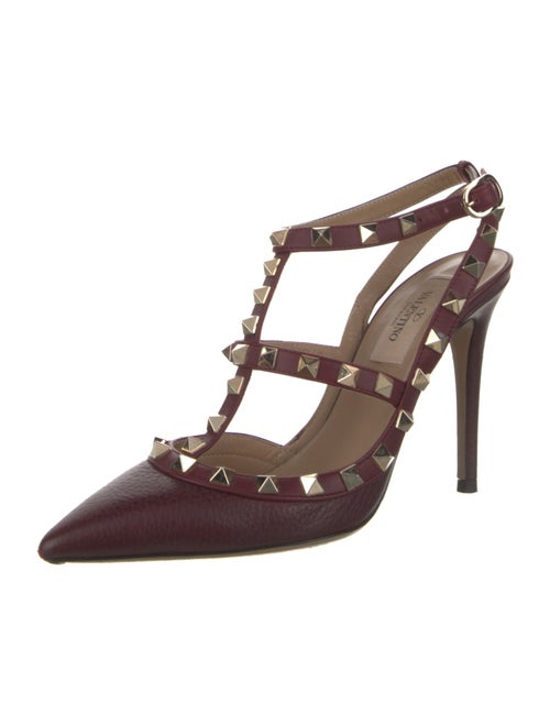 Valentino Rockstud Accents Leather T-Strap Pumps