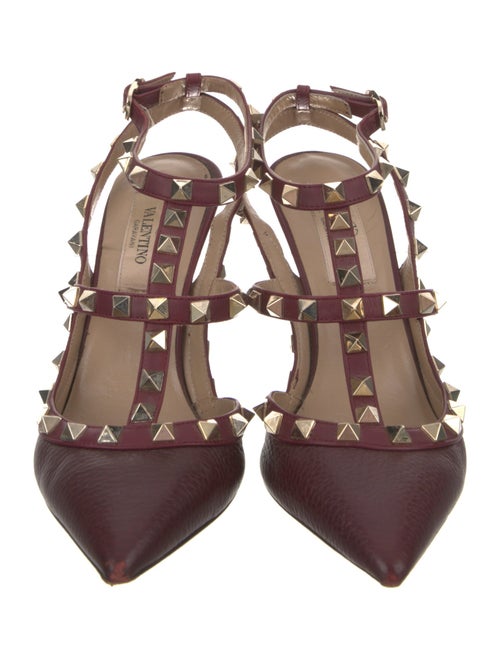 Valentino Rockstud Accents Leather T-Strap Pumps