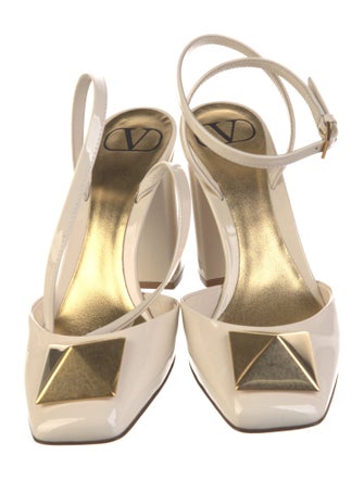 Valentino Rockstud Accents Patent Leather Slingback Pumps