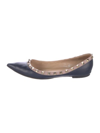 Valentino Rockstud Accents Leather Ballet Flats