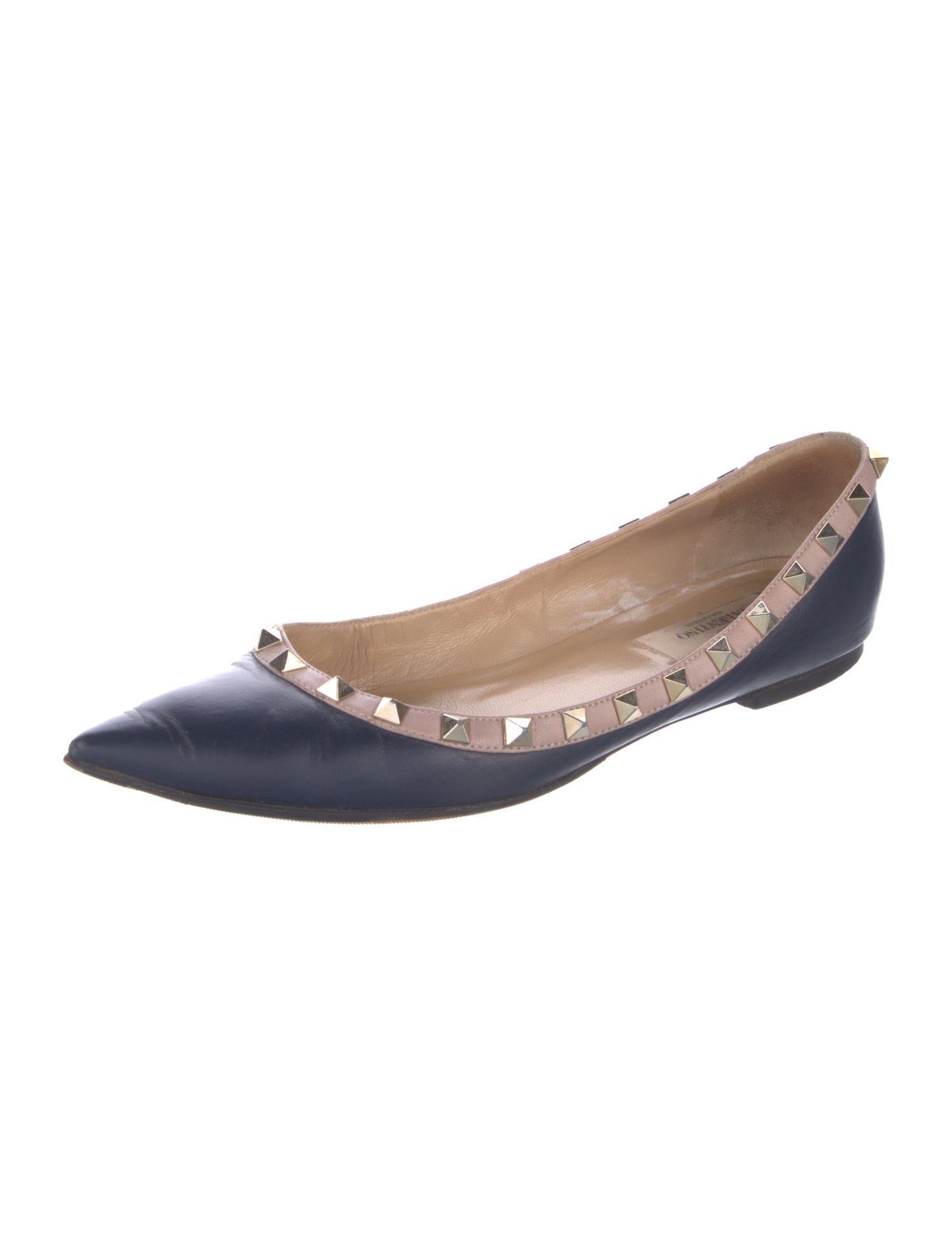 Valentino Rockstud Accents Leather Ballet Flats