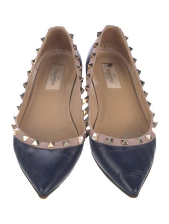 Valentino Rockstud Accents Leather Ballet Flats