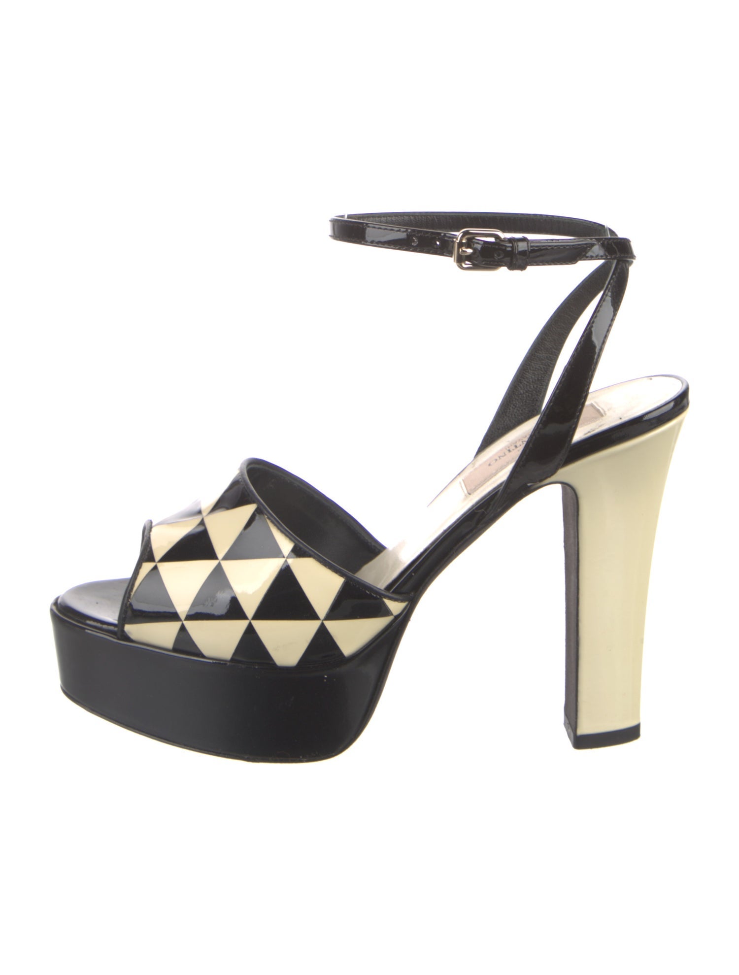 Valentino Patent Leather Colorblock Pattern Slingback Pumps