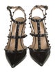 Valentino Rockstud Accents Patent Leather T-Strap Pumps