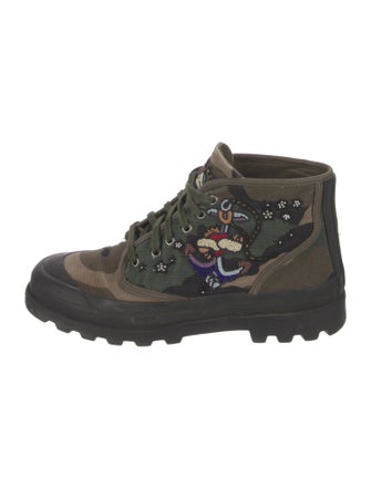 Valentino Canvas Camouflage Print Hiking Boots