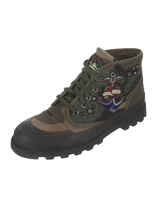 Valentino Canvas Camouflage Print Hiking Boots