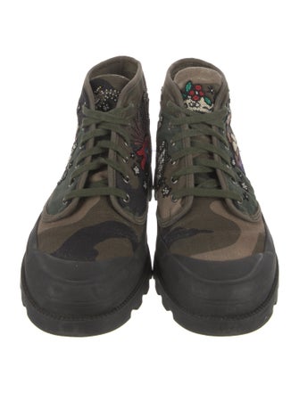 Valentino Canvas Camouflage Print Hiking Boots