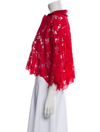 Valentino Lace Pattern V-Neck Crop Top