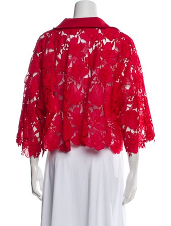 Valentino Lace Pattern V-Neck Crop Top