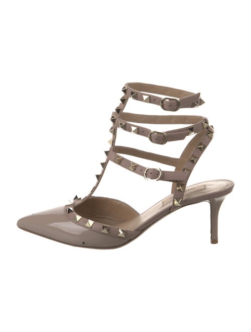 Valentino Rockstud Accents Patent Leather T-Strap Pumps