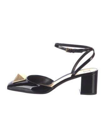 Valentino Rockstud Accents Patent Leather Slingback Pumps
