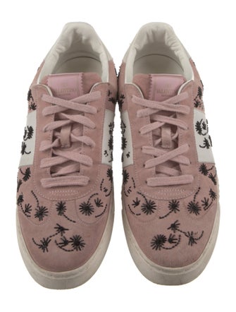 Valentino Rockstud Accents Suede Sneakers