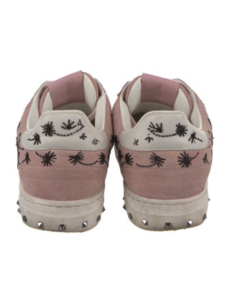 Valentino Rockstud Accents Suede Sneakers