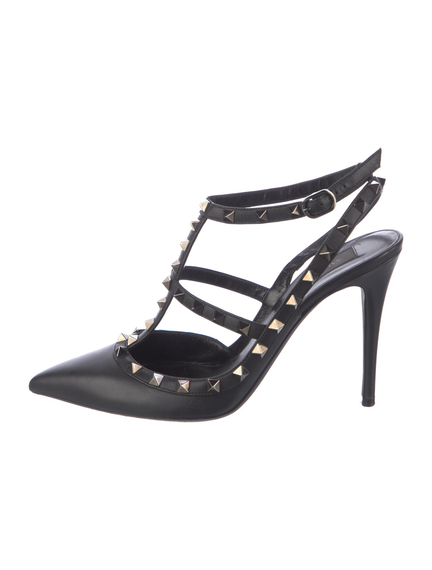 Valentino Rockstud Accents Leather T-Strap Pumps