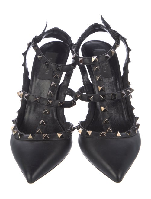 Valentino Rockstud Accents Leather T-Strap Pumps