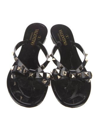 Valentino Rockstud Accents Rubber Slides