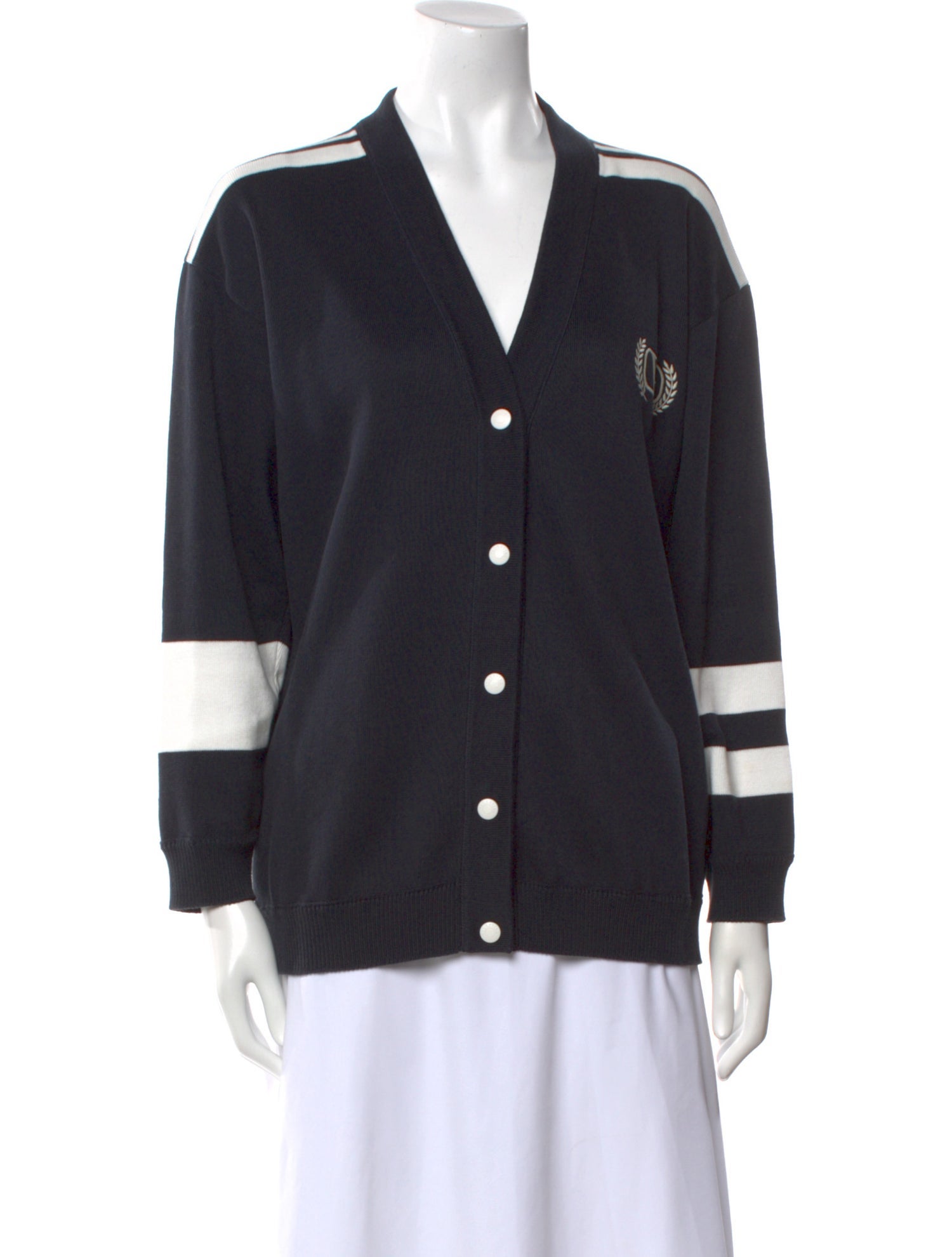 Valentino Colorblock Pattern V-Neck Sweater