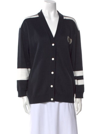 Valentino Colorblock Pattern V-Neck Sweater