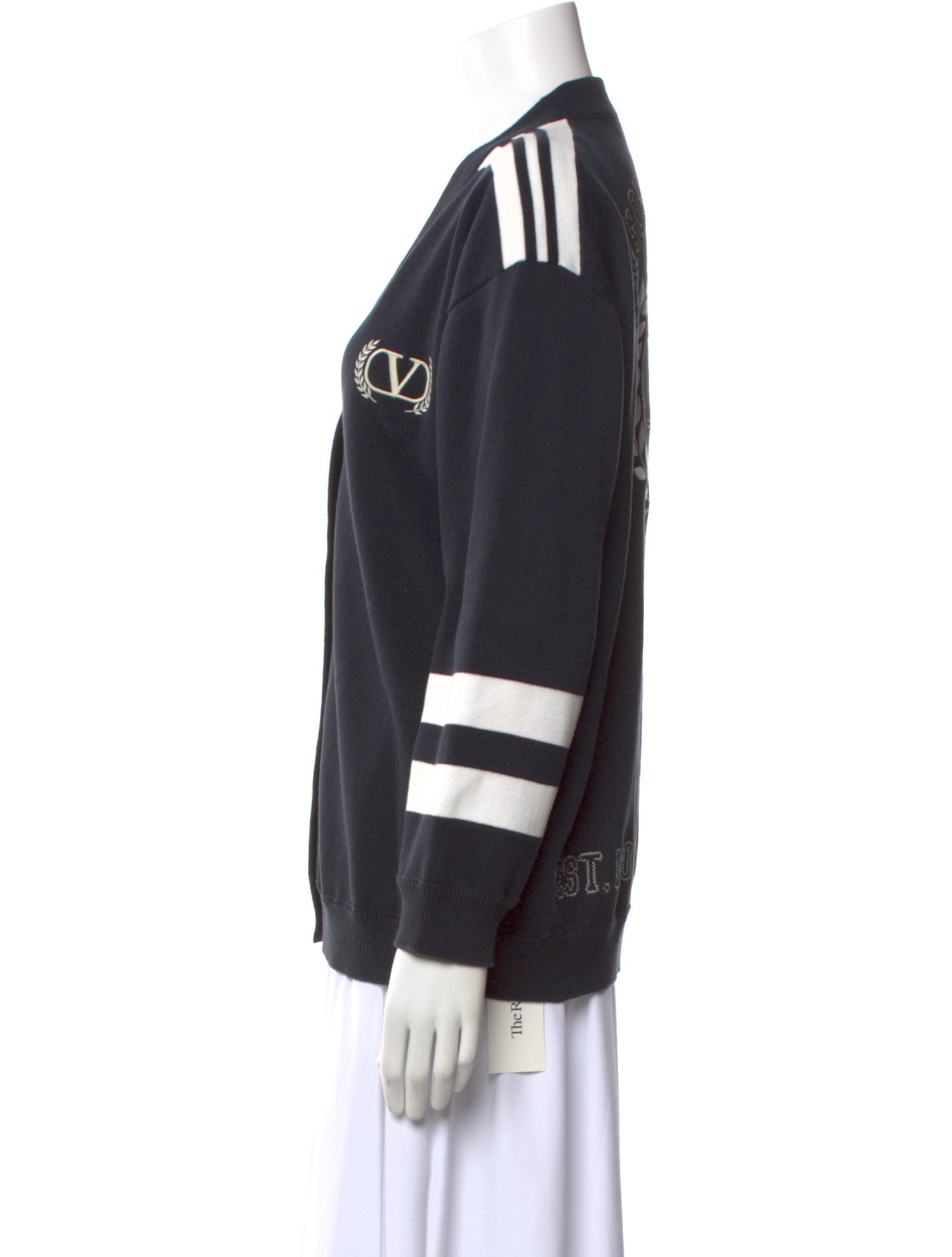 Valentino Colorblock Pattern V-Neck Sweater