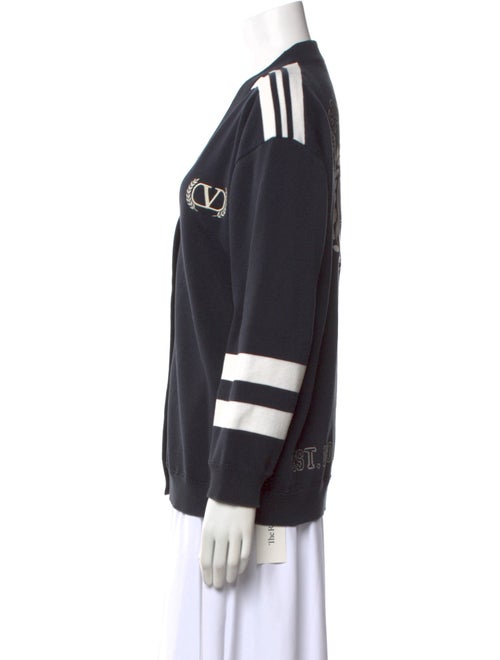 Valentino Colorblock Pattern V-Neck Sweater