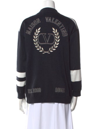 Valentino Colorblock Pattern V-Neck Sweater