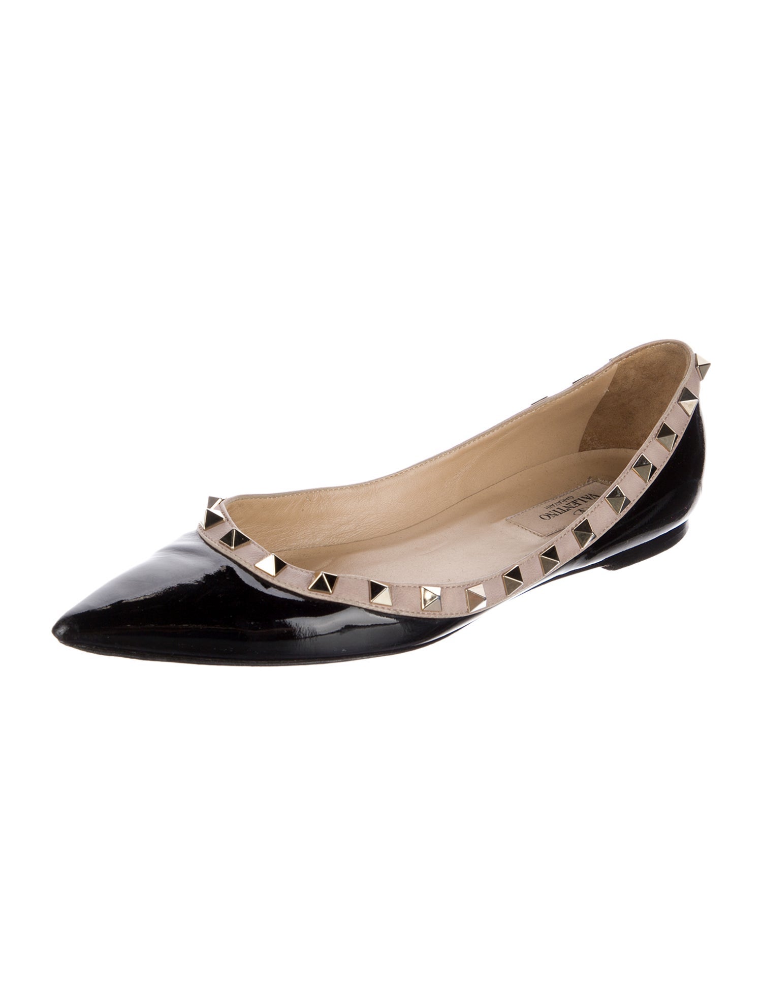 Valentino Rockstud Accents Patent Leather Flats