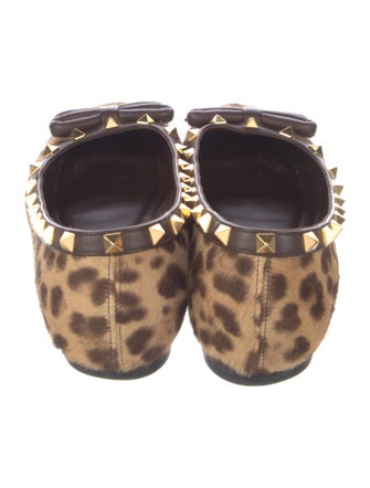 Valentino Rockstud Accents Ponyhair Ballet Flats