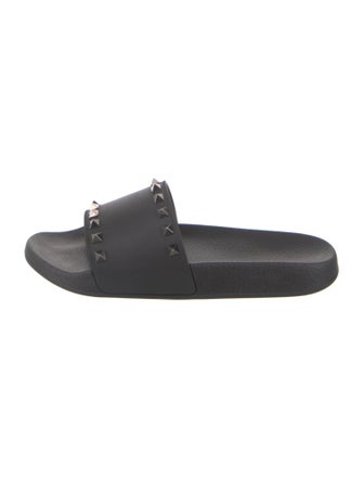 Valentino Rockstud Accents Rubber Slides