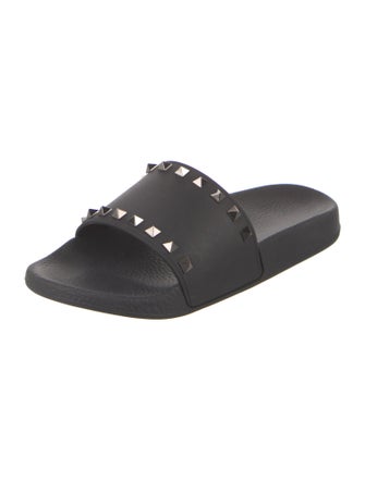 Valentino Rockstud Accents Rubber Slides