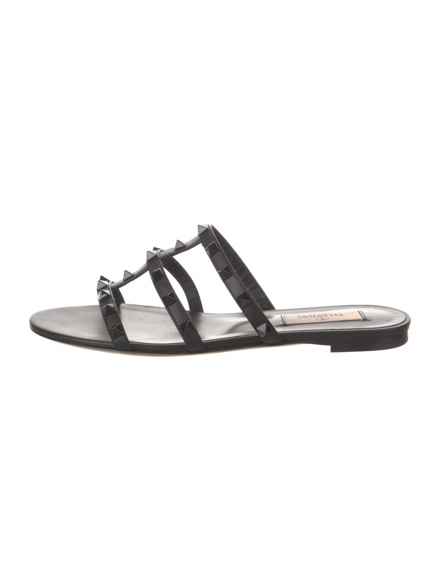 Valentino Rockstud Accents Leather Slides