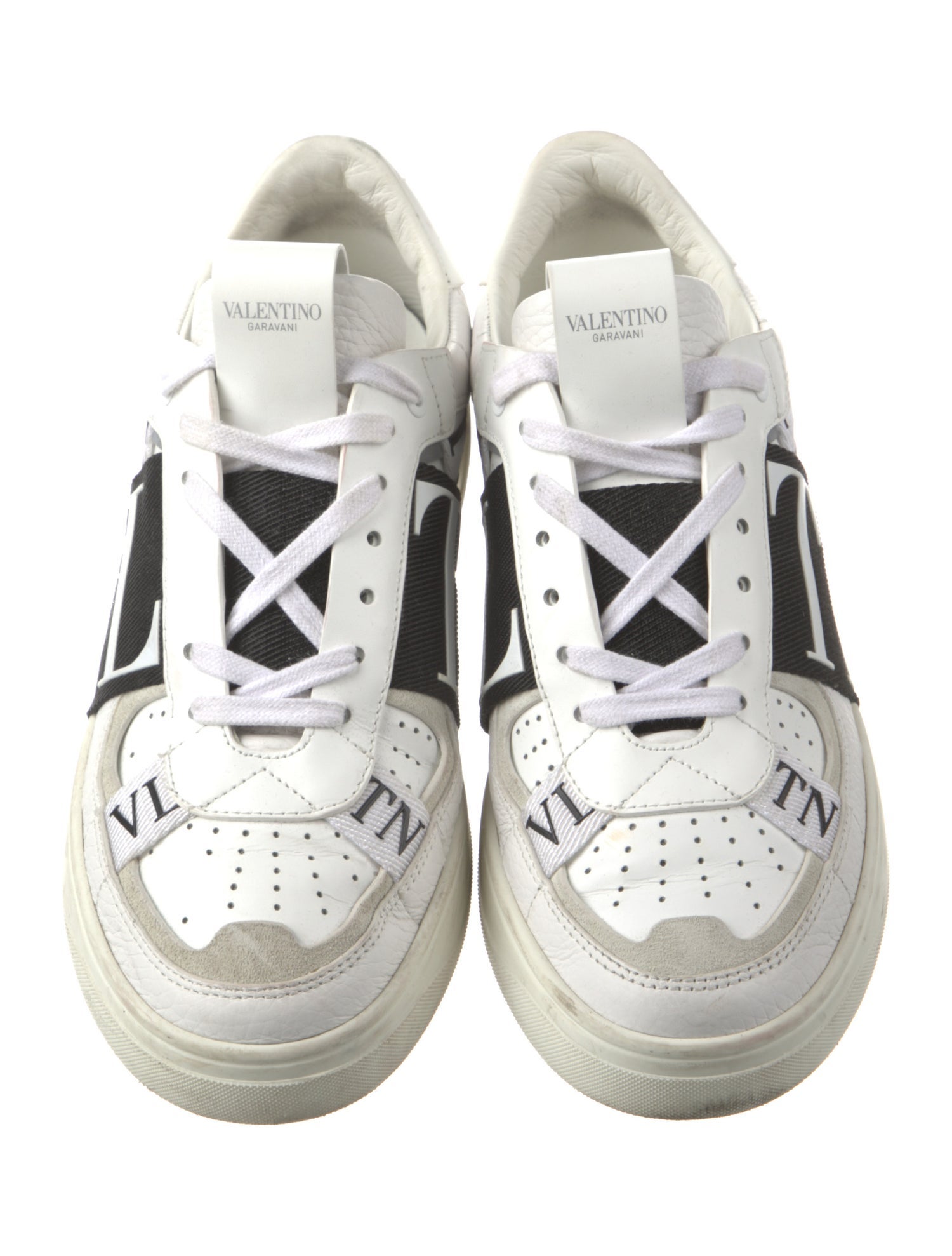 Valentino Leather Colorblock Pattern Sneakers