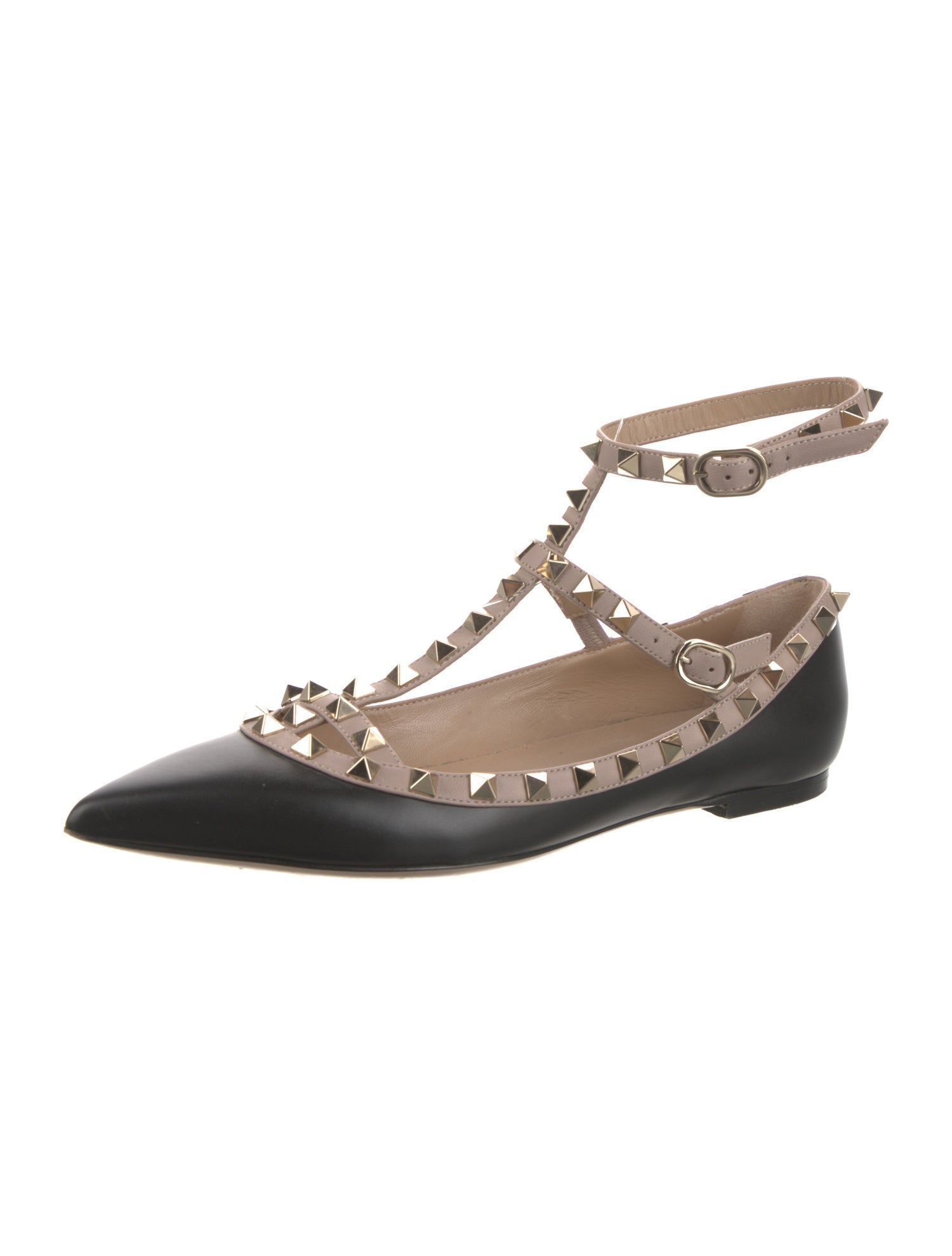 Valentino Rockstud Accents Leather Ballet Flats