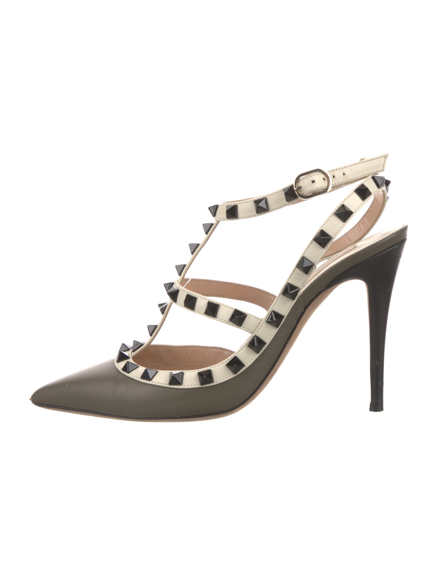 Valentino Rockstud Accents Leather T-Strap Pumps