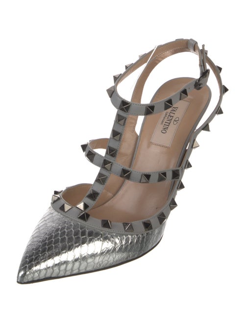 Valentino Rockstud Accents Leather T-Strap Pumps