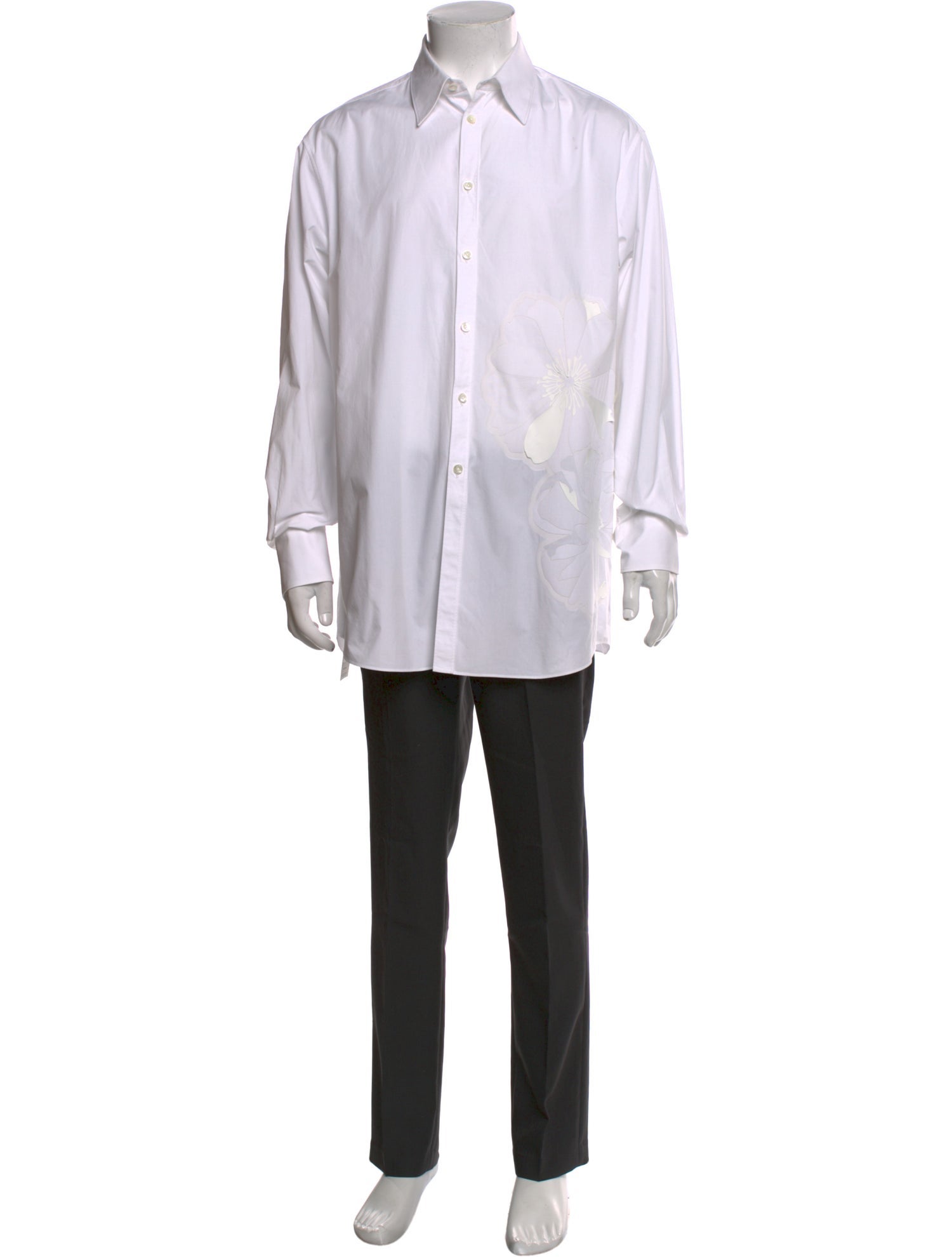 Valentino Floral Print Long Sleeve Dress Shirt