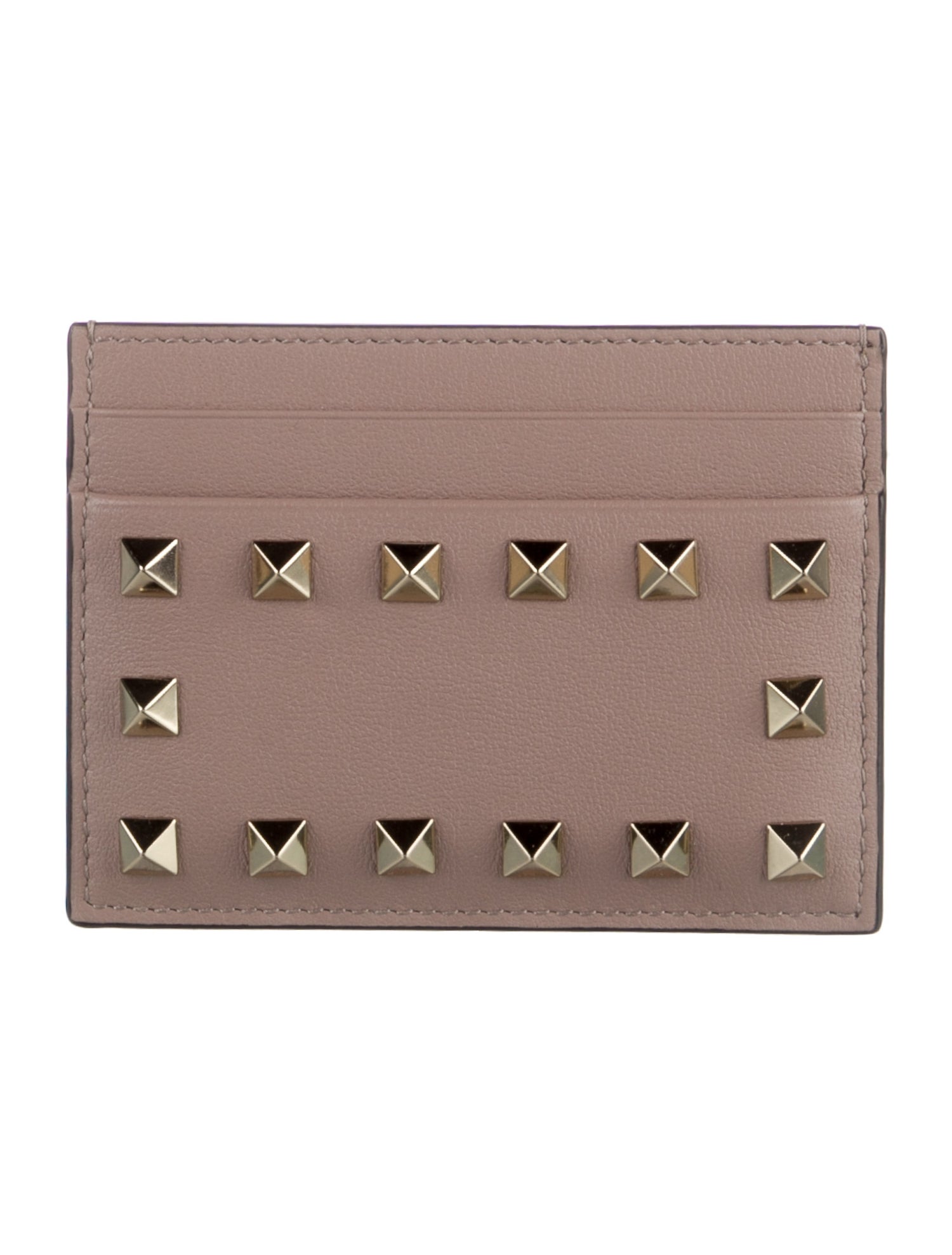 Valentino Rockstud Accents Leather Card Holder