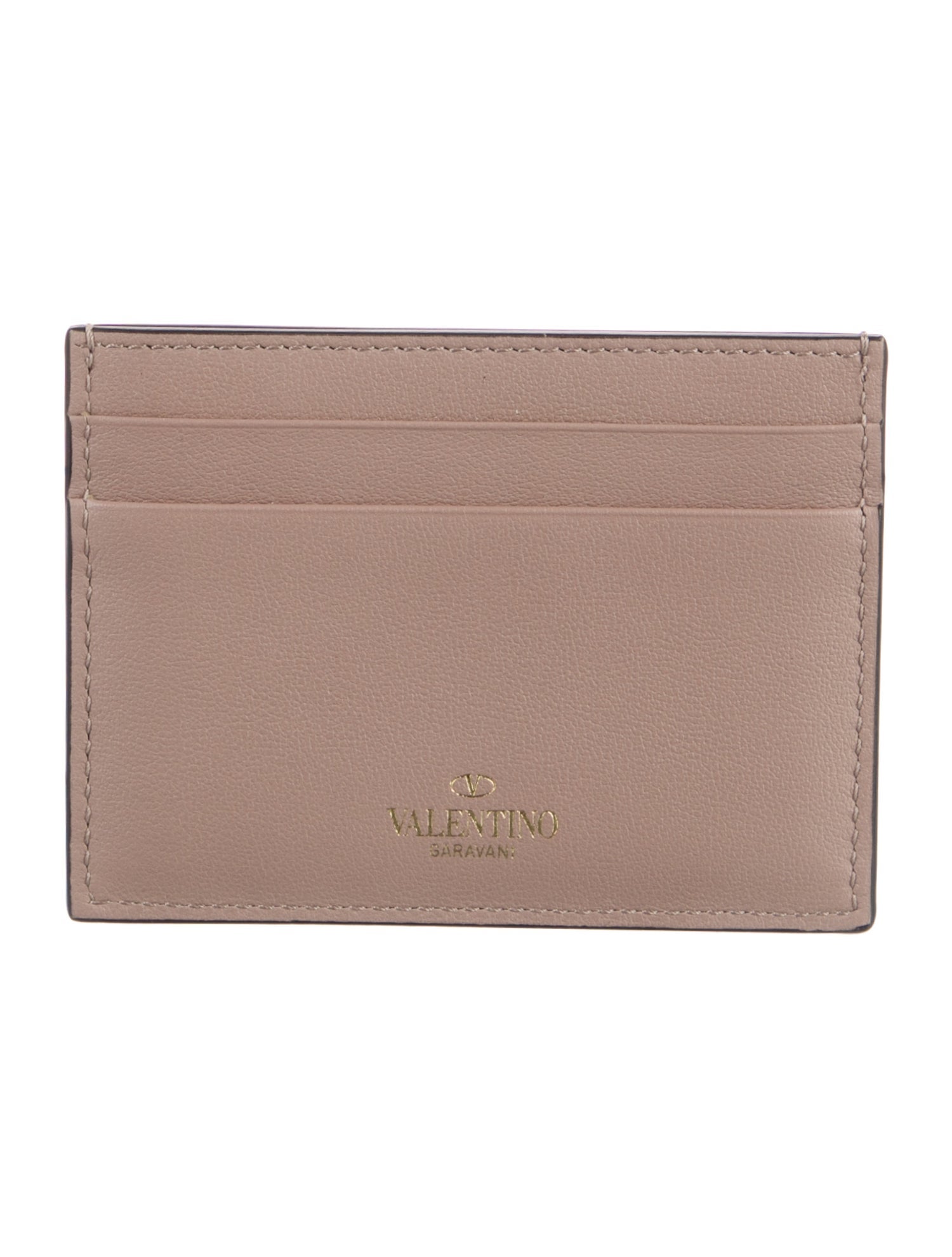 Valentino Rockstud Accents Leather Card Holder