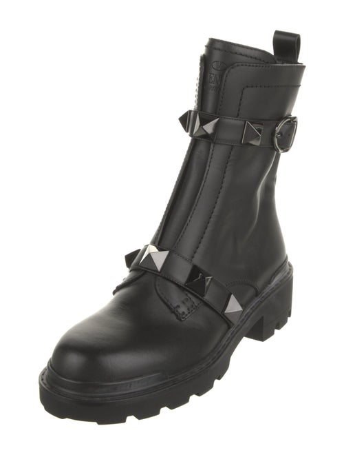 Valentino Rockstud Accents Leather Combat Boots