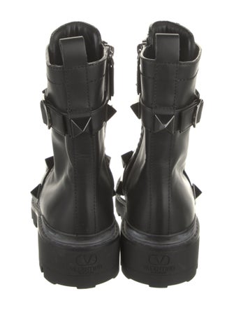 Valentino Rockstud Accents Leather Combat Boots