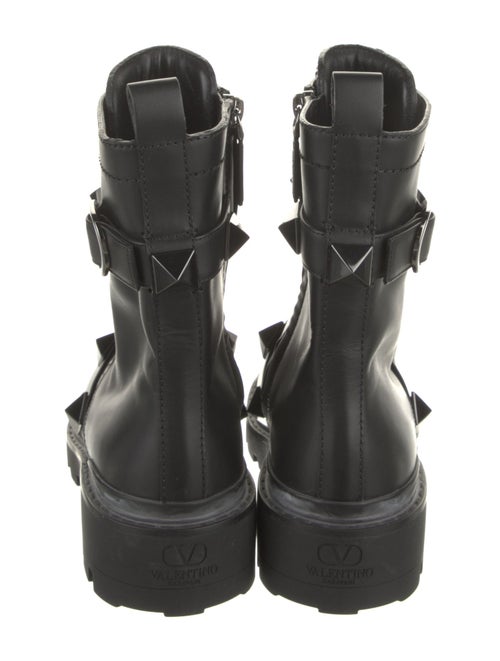 Valentino Rockstud Accents Leather Combat Boots