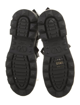 Valentino Rockstud Accents Leather Combat Boots